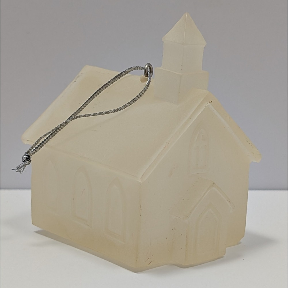 Vintage Frosted Church Christmas Ornament Hanging Decor Holiday Winter
No Light